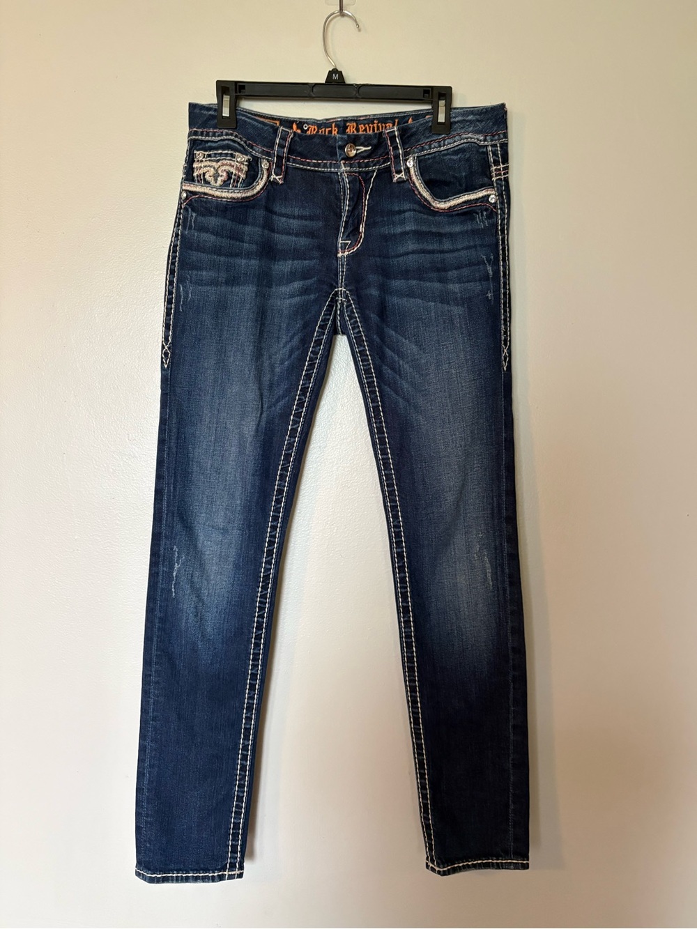 Rock Revival Dark Blue Embroidered Pocket Jeans